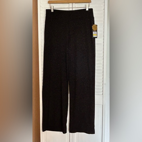 Nine West black gold studded wide leg flowy palazzo pull on pants NWT medium - Picture 9 of 15